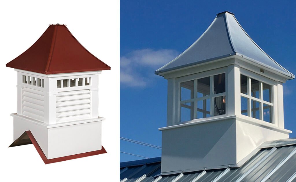 cupola base flashing kit installed on metal roof