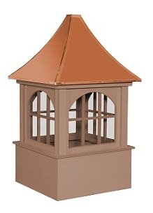 Bethany cedar cupola with a copper roof and classic window panes, handcrafted by Country Cupolas and Weathervanes.