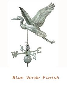 Blue heron weathervane with blue verde finish