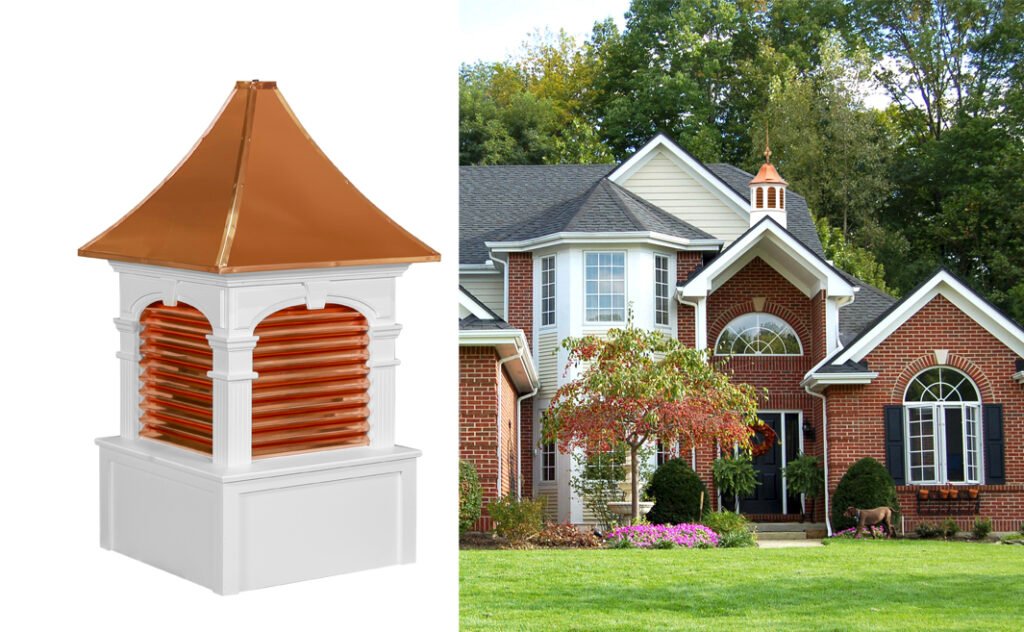 copper louver cupola on residential home roof
