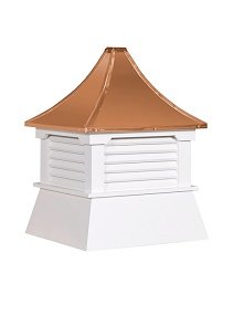 Elite cupola with copper pyramid roof and white louvered base