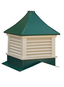 Square cupola with green metal roof