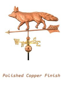 Fox weathervane in polished copper finish with directional arrows
