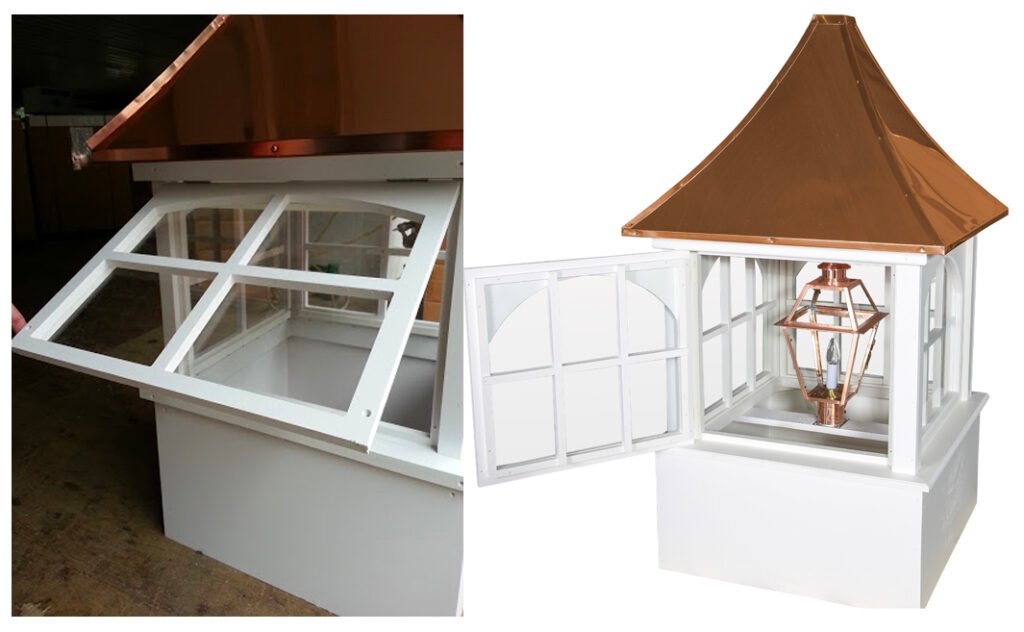 hinged window on cupola