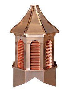 Kingston style cupola with copper roof and louvered panels