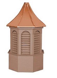 Kingston style cedar cupola with copper roof and louvered panels