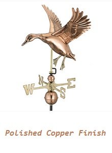 Landing duck weathervane in polished copper finish