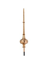 Decorative copper cupola finial with pointed spire and ornamental base