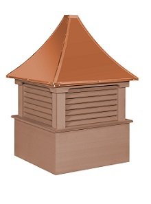 Morton cedar cupola with copper roof and horizontal louvered vents