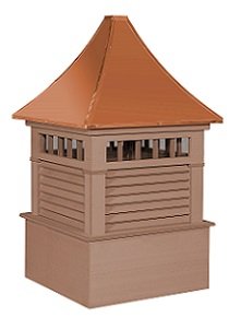 Norwood 20 cedar vinyl cupola with copper roof and horizontal louvered sides