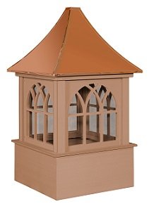 Roxbury style cupola with arched windows and copper roof