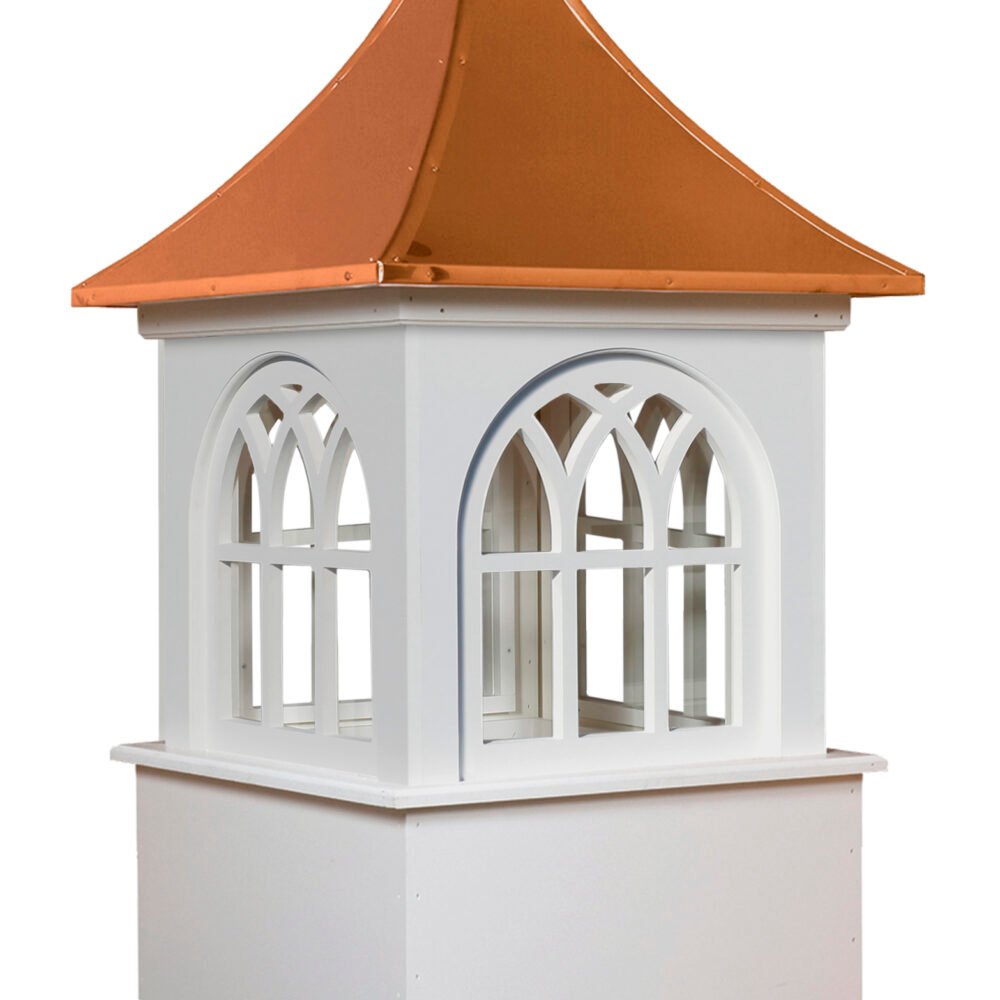 Roxbury style cupola with arched windows and copper roof