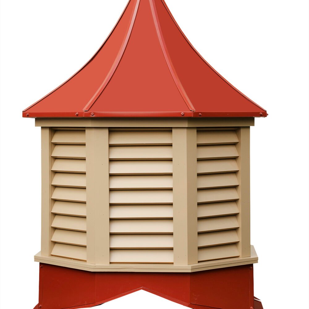 Salem style cupola with louvered sides and metal roof