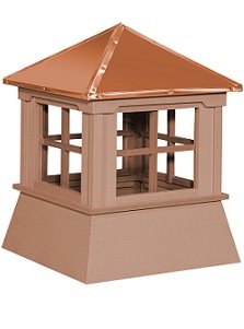 Shed manor style cupola with cedar siding and copper roof