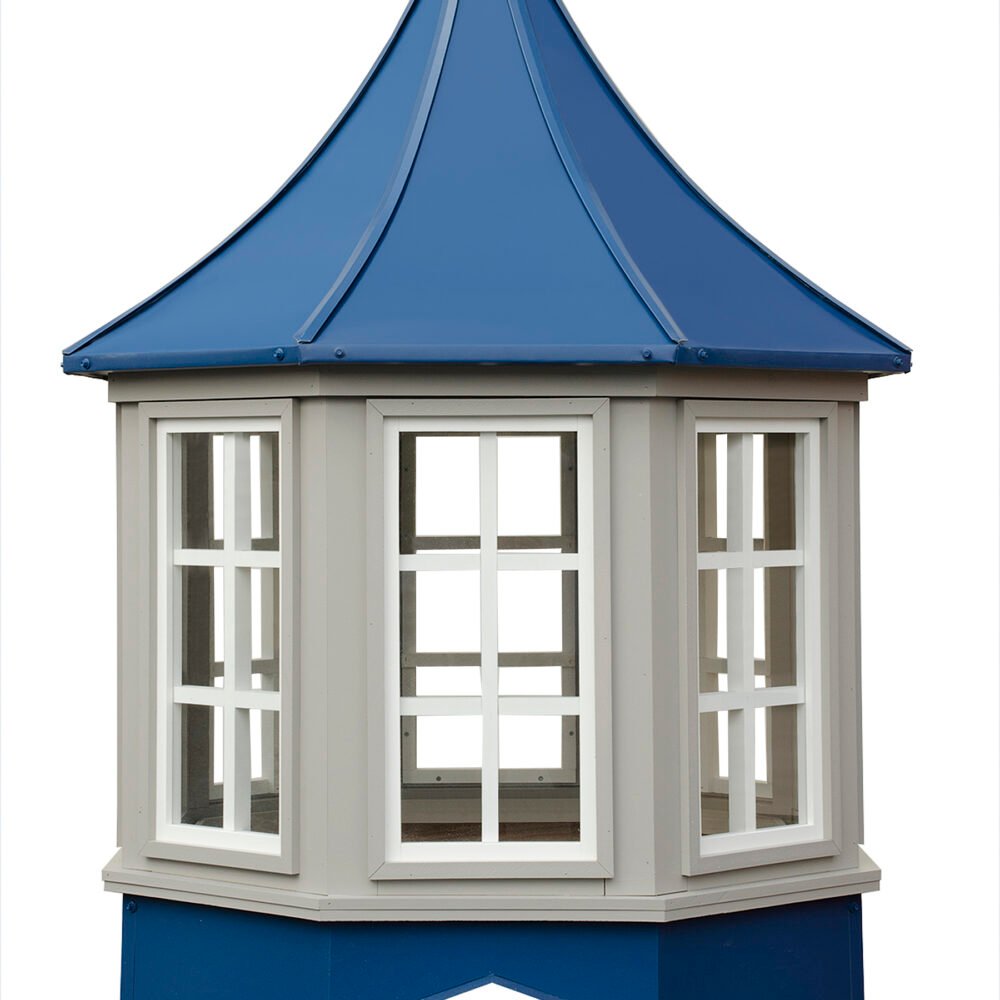 Winchester cupola with blue metal roof and windows