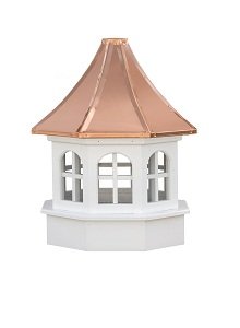 Gazebo cupola with copper roof and arched windows