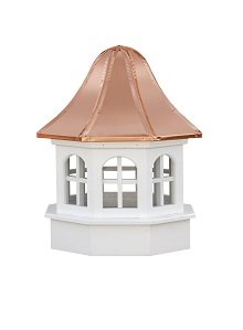 Estate gazebo cupola with copper roof and arched windows for decorative roof ventilation