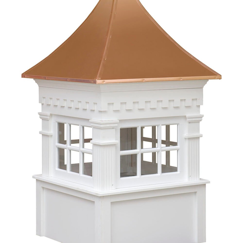 Jamesport style vinyl cupola with copper roof and windowed sides