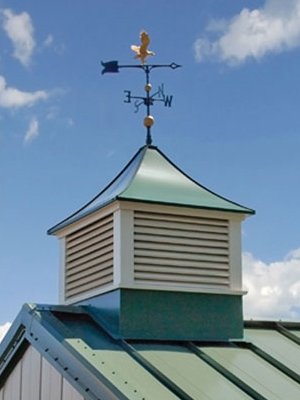 metal roof cupola with weathervane