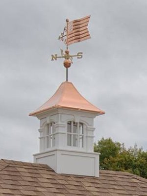 vinyl cupola with copper roof and weathervane